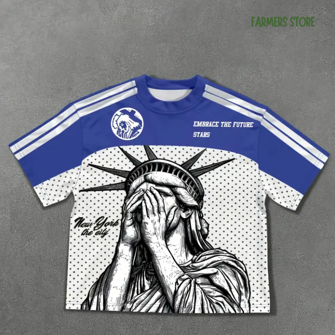 "Liberty Vibes 09" – T-Shirt 3D Homme Style New York Bleu
